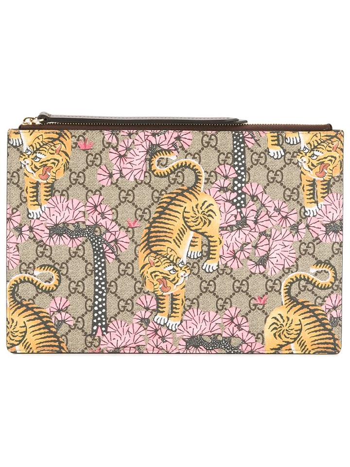 Gucci Gucci Bengal Clutch Bag, Women's, Brown, Leather