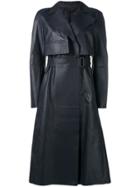 Sportmax Leather Trench Coat - Blue
