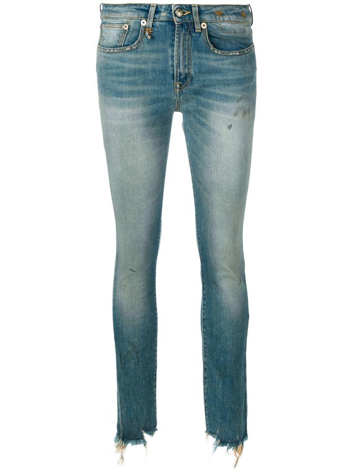 R13 - Torn Hem Skinny Jeans - Women - Cotton/spandex/elastane - 28, Blue, Cotton/spandex/elastane