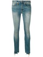 R13 - Torn Hem Skinny Jeans - Women - Cotton/spandex/elastane - 28, Blue, Cotton/spandex/elastane
