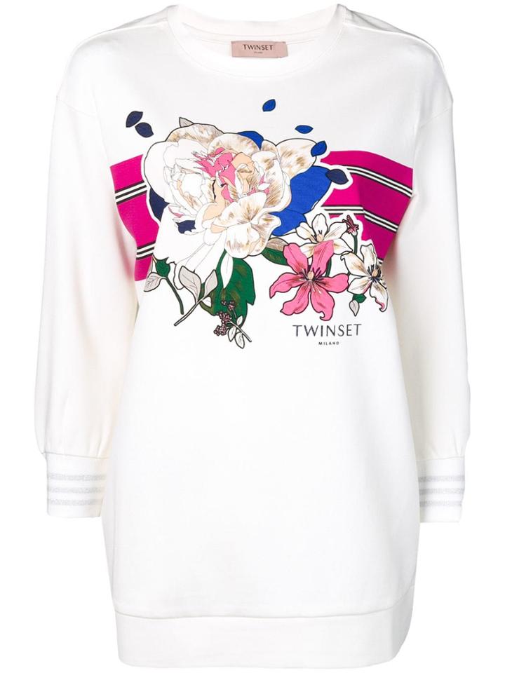 Twin-set Floral Print Sweatshirt - Neutrals