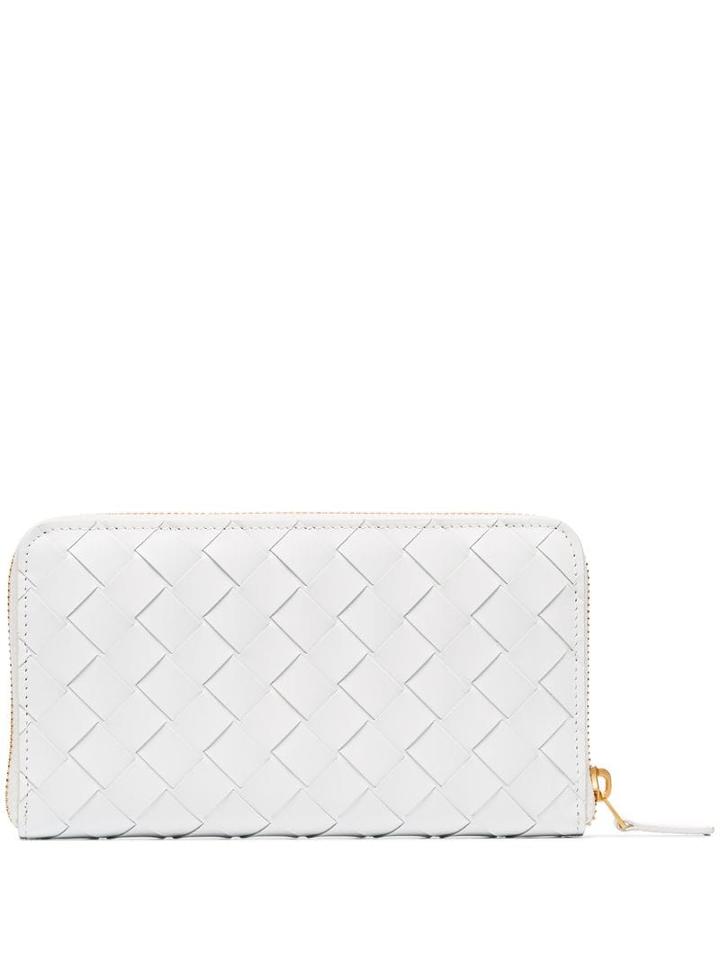 Bottega Veneta Intrecciato Zip-around Wallet - White