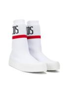 Gcds Kids Teen Logo Sock Sneakers - White