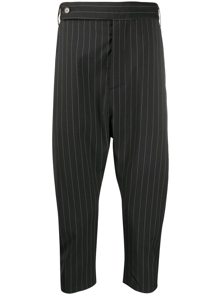 Odeur Pinstriped Drop-crotch Trousers - Black