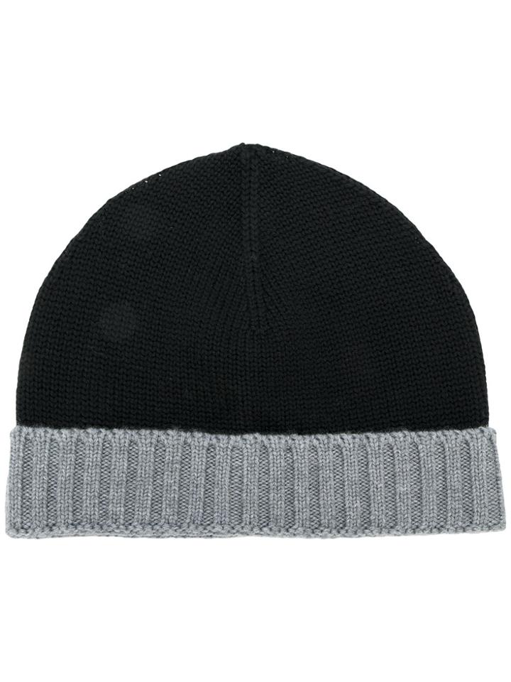 Eleventy Contrast Beanie - Black
