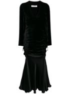 Almaz Ruched V-neck Dress - Black