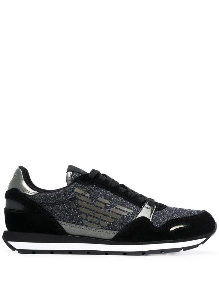 Emporio Armani Glitter Embellished Sneakers - Black