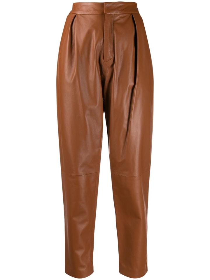 Simonetta Ravizza Cropped High-waisted Trousers - Brown
