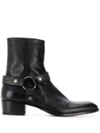 Saint Laurent Wyatt Leather 40mm Ankle Boots - Black