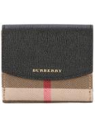 Burberry House Check And Leather Wallet - Brown