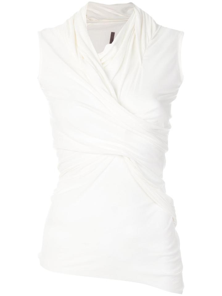 Rick Owens Lilies Cowl Neck Gathered Vest - White