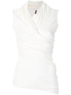 Rick Owens Lilies Cowl Neck Gathered Vest - White