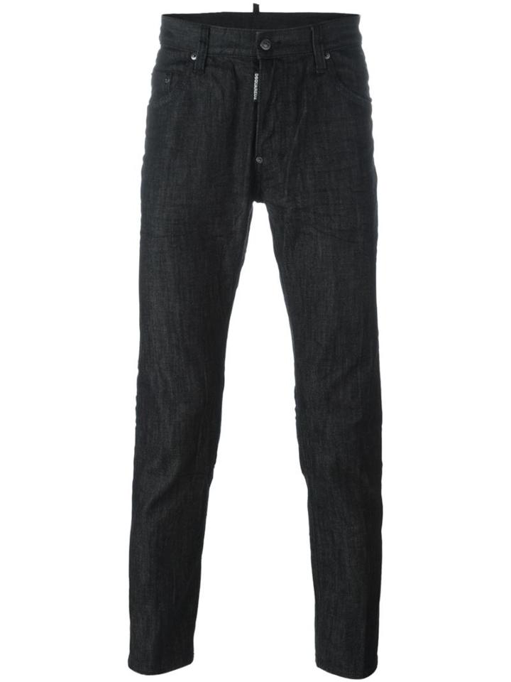 Dsquared2 Slim Fit Jeans, Men's, Size: 44, Black, Cotton/spandex/elastane/polyester/calf Leather