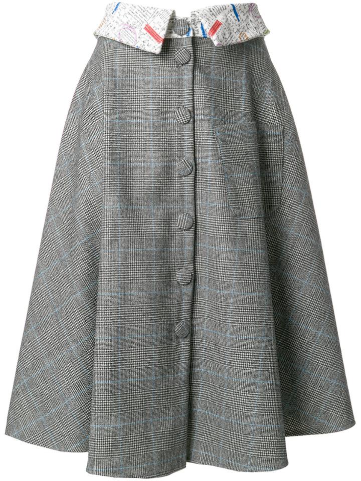 Ultràchic Scripts And Check Print Skirt - Grey