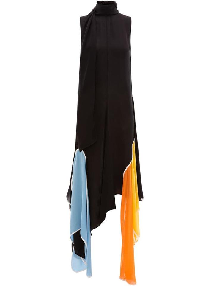 Jw Anderson Scarf Detail Petal Dress - Black