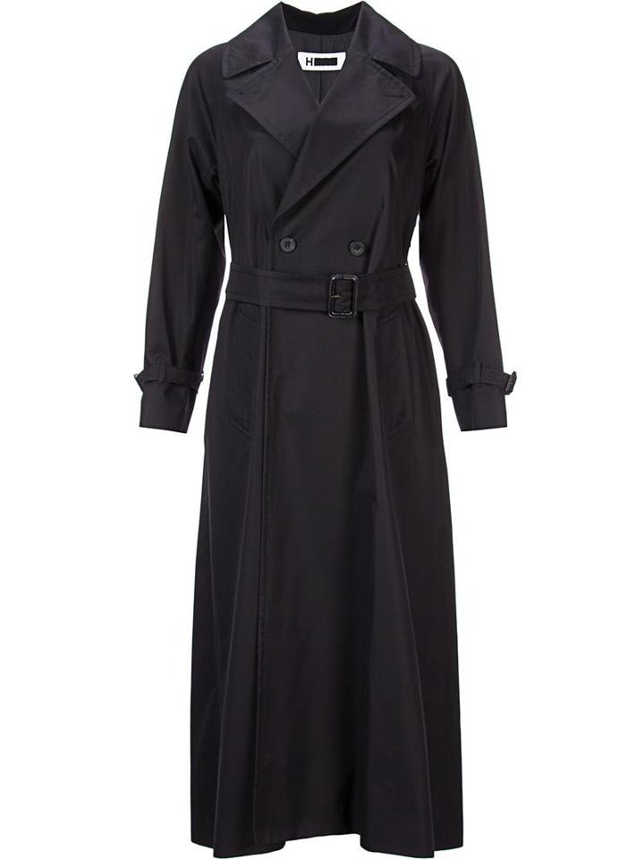 H Beauty & Youth. Long Trenchcoat, Women's, Size: Medium, Black, Cotton/polyester/cupro