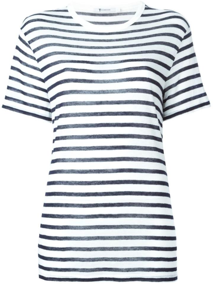 T By Alexander Wang Striped T-shirt, Women's, Size: Small, Blue, Linen/flax/rayon