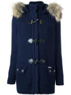 Bark Hooded Duffle Coat, Women's, Size: Medium, Blue, Wool/polyimide