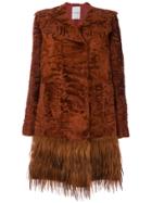 Valentino Embossed Fur Coat - Yellow & Orange
