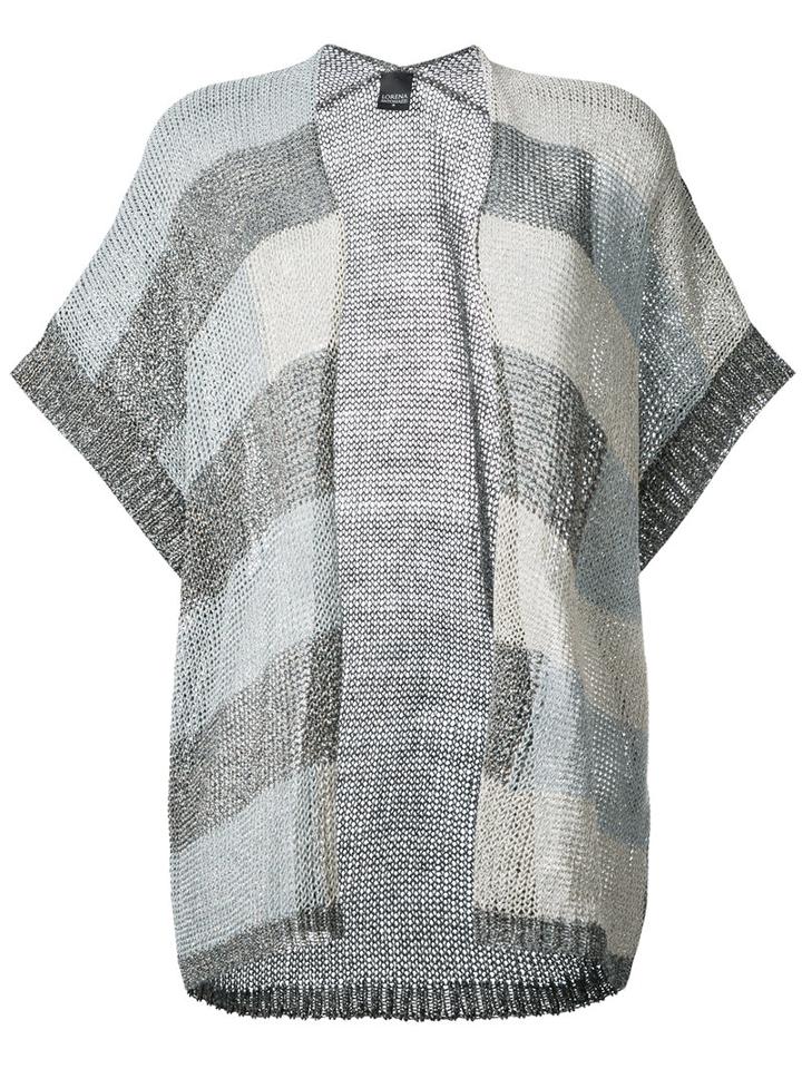 Lorena Antoniazzi Striped Cardigan, Women's, Size: 40, Grey, Linen/flax/polyester/viscose