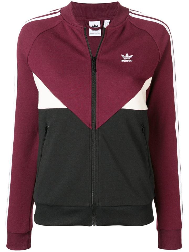 Adidas Logo Zipped Cardigan - Red