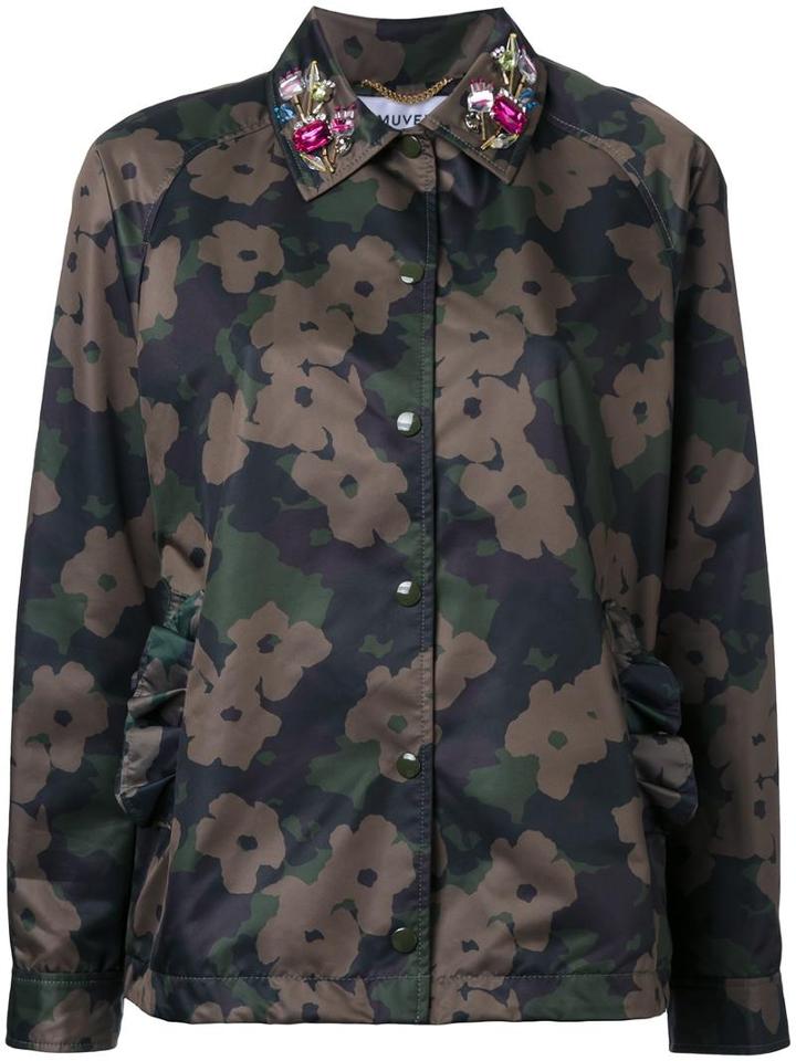 Muveil Floral Camouflage Jacket, Women's, Size: 36, Green, Polyester