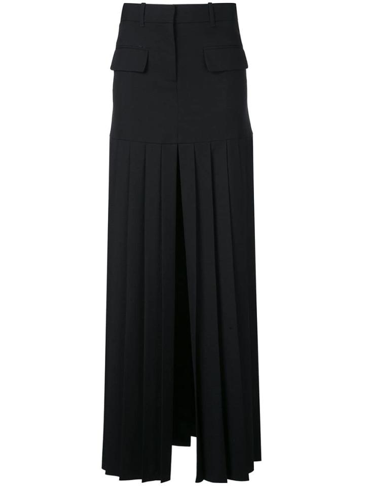 Vera Wang High Slit Pleated Skirt - Black