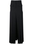 Vera Wang High Slit Pleated Skirt - Black
