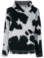 Laneus Cow Print Hoodie - Grey