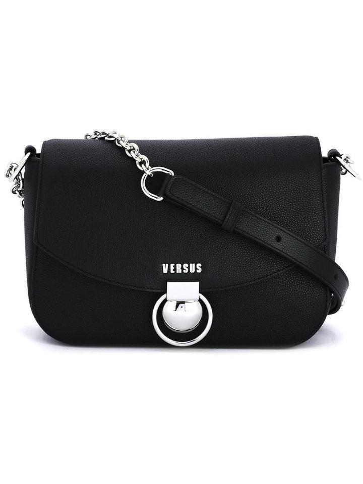 Versus Chain Strap Shoulder Bag, Women's, Black, Calf Leather/cotton
