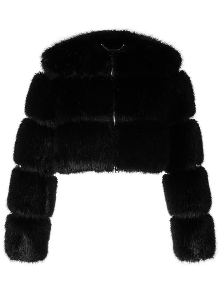 Givenchy Cropped Fur Jacket, Women's, Size: 34, Black, Modacrylic/acrylic/polyester/viscose