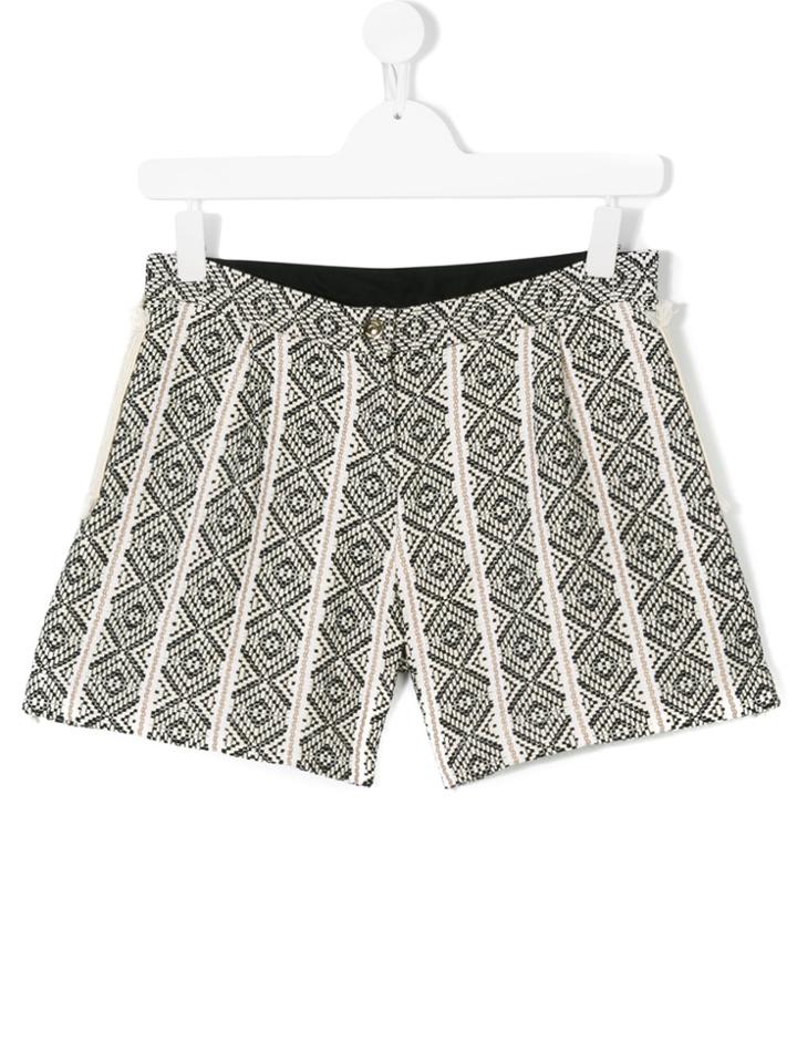 Chloé Kids Teen Geometric Embroidered Shorts - Black