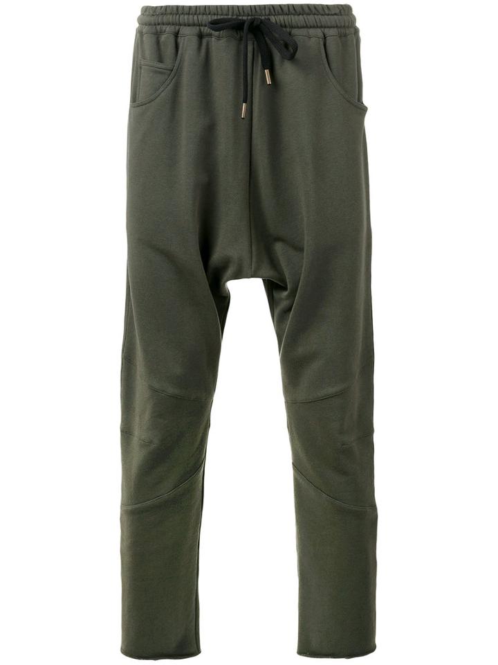 Amen Drop-crotch Track Pants, Men's, Size: 48, Green, Cotton