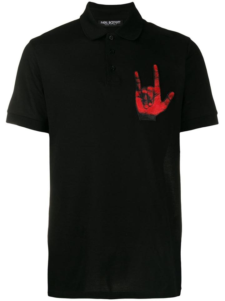 Neil Barrett Graphic Patch Polo Shirt - Black