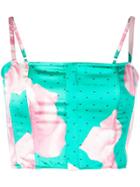 Fleur Du Mal Rose Print Bustier - Green