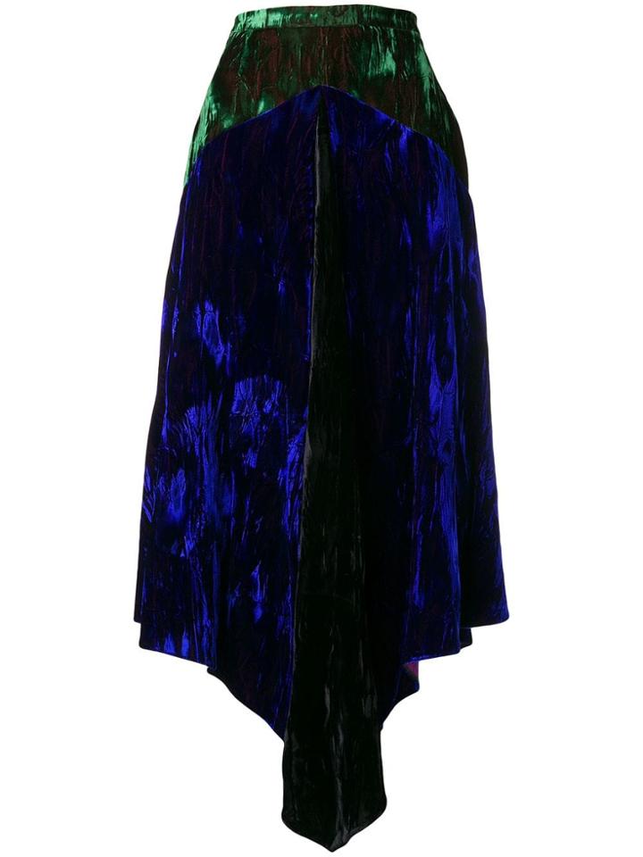 Christopher Kane Two-tone Velvet Skirt - Blue