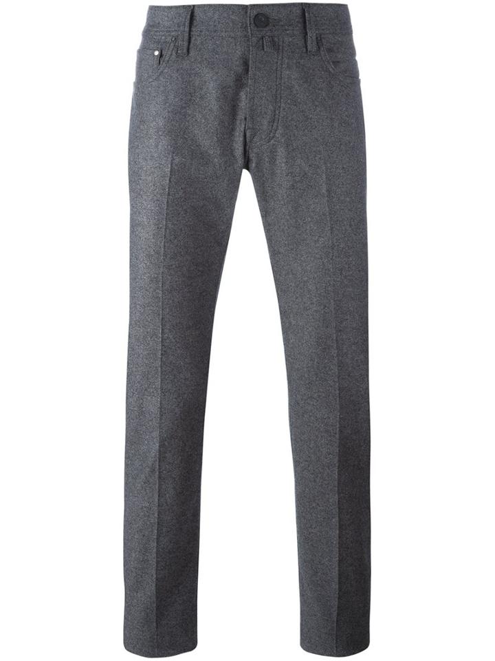 Jacob Cohen Handkerchief Back Detail Trousers, Men's, Size: 35, Grey, Polyamide/spandex/elastane/cashmere/virgin Wool