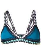 Kiini Embroidered Flor Bikini Top, Women's, Size: Medium, Blue, Cotton/polyester/nylon/spandex/elastane