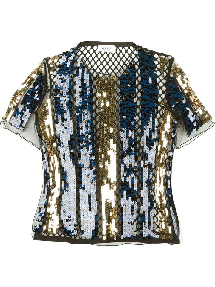 Aviù Sequined Sheer Top