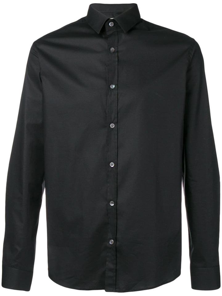 Les Hommes Urban Long-sleeve Fitted Shirt - Black