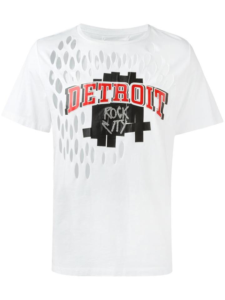 Maison Margiela Cut Out Printed T-shirt, Men's, Size: 50, White, Cotton