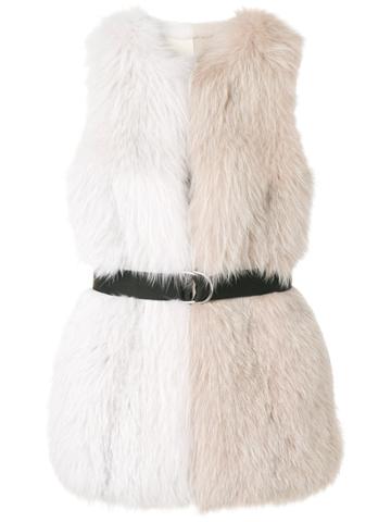 23 Out Of Rules Mesh Fur Gilet Jacket - White
