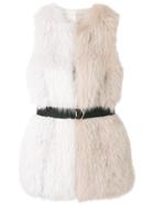 23 Out Of Rules Mesh Fur Gilet Jacket - White