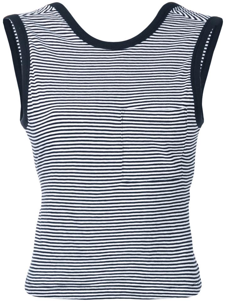 T By Alexander Wang Striped Cropped Top, Women's, Size: Medium, Black, Cotton