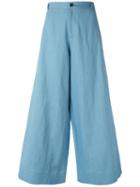Société Anonyme New Berlino Wide-leg Pants, Women's, Size: 40, Blue, Cotton/linen/flax