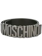 Moschino Logo Plaque Belt, Adult Unisex, Size: 100, Black, Leather