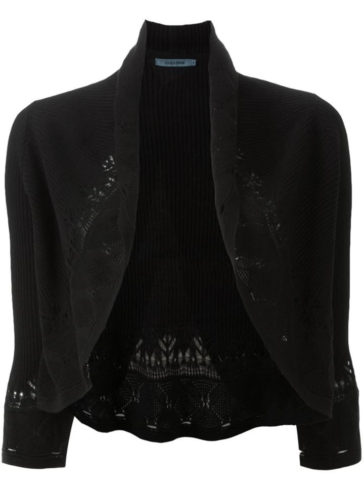 Guild Prime Crochet Rounded Cardigan, Women's, Black, Cotton/acrylic