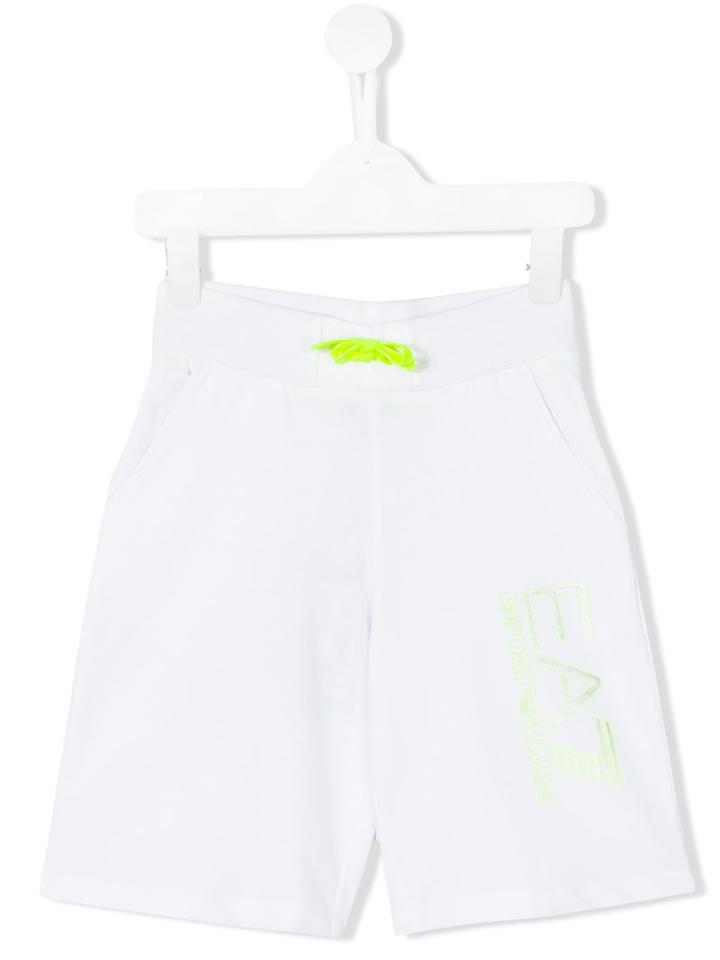 Ea7 Kids - Reflective Logo Shorts - Kids - Cotton - 10 Yrs, White
