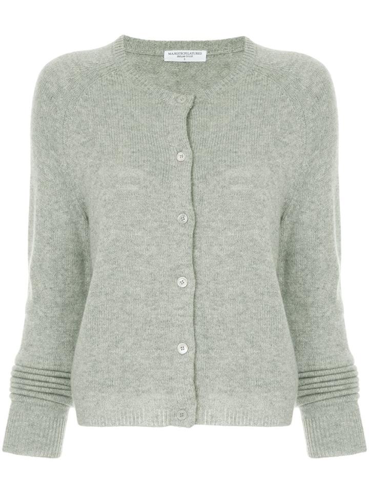Majestic Filatures Button Fitted Cardigan - Grey