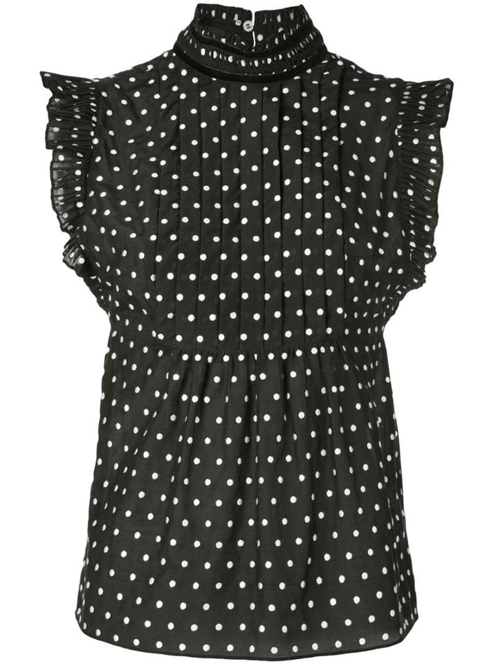 Frame Polka Dot Ruffle Blouse - Black